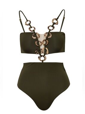 NWT! Armantia VERONICA ONE PIECE BATHING SUIT SWIM Olive Green Large